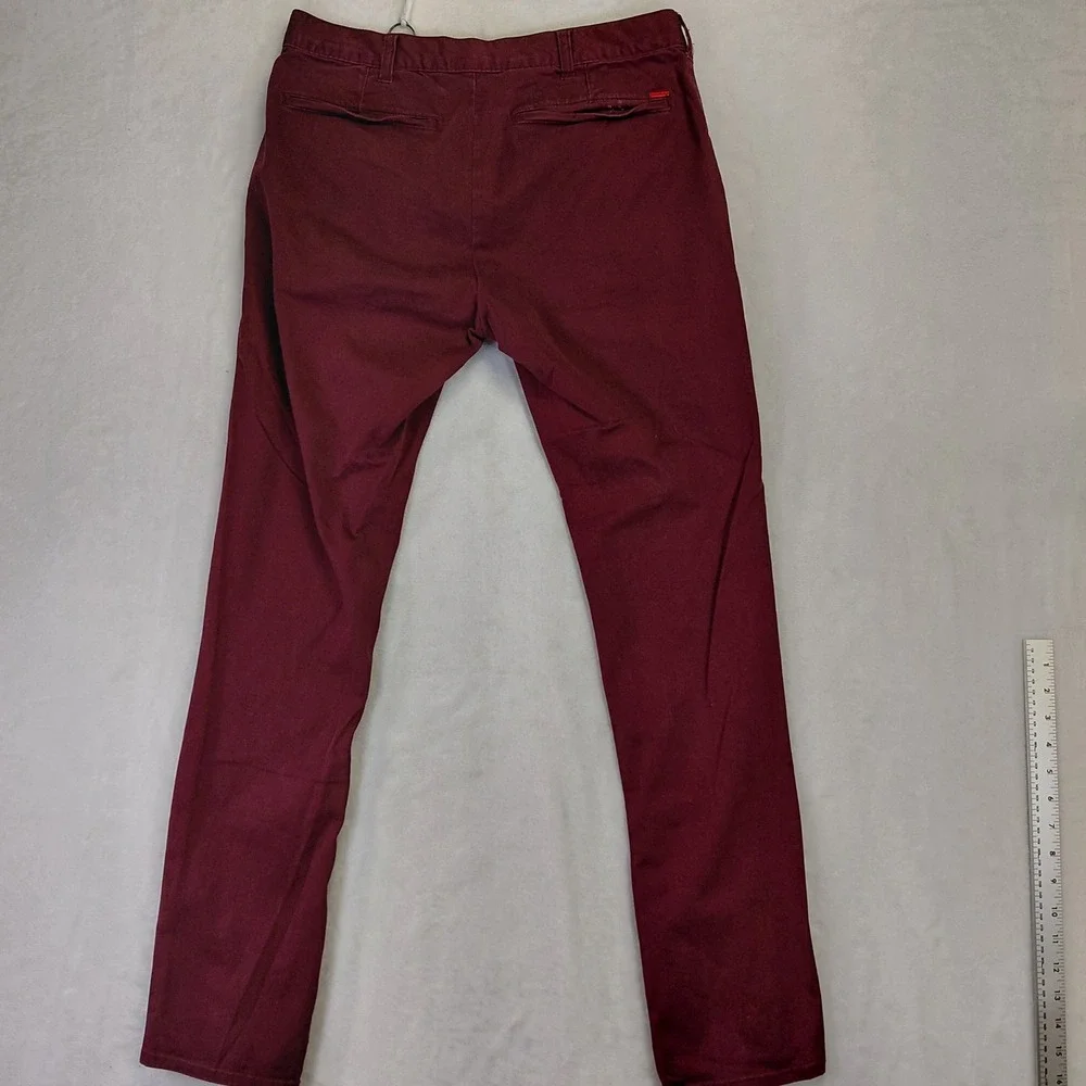 Bullhead Denim Co Mens Skinny Chino Pants Burgundy Maroon W30 L32 Slim Fit